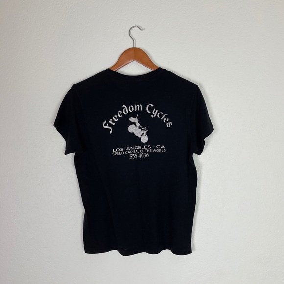❌SOLD❌ NWOT Re/Done Freedom Cycles T-Shirt in Washed Black - Picture 5 of 5